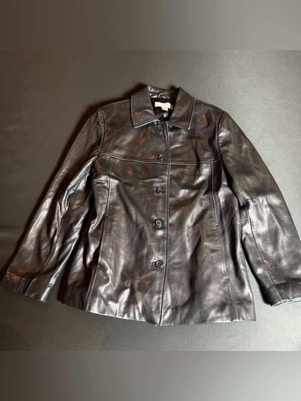 Vintage Y2K Black Genuine Leather Jacket Size M